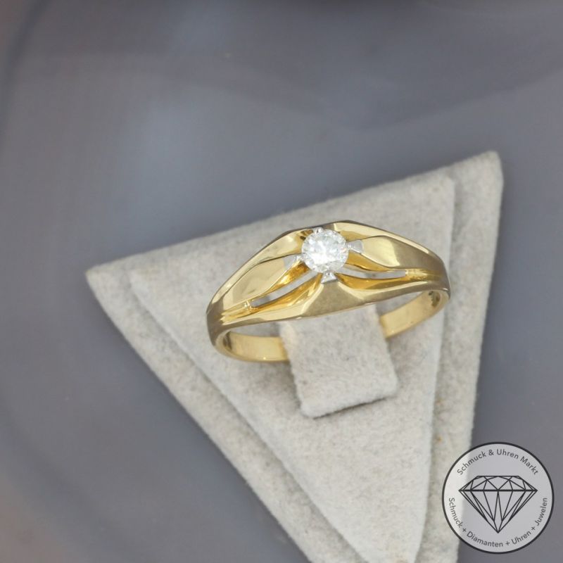 Wert 1690€ Solitär Brillant Ring (ca. 0,17 carat) in 750er 18 K Gelbgold- 97588