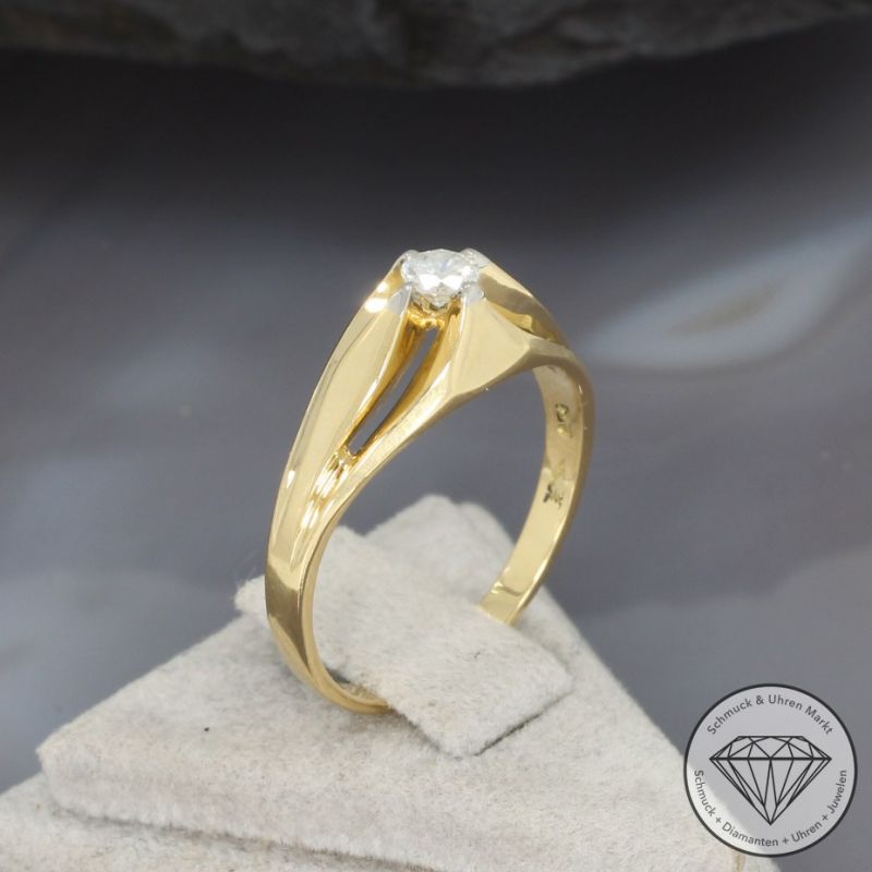Wert 1690€ Solitär Brillant Ring (ca. 0,17 carat) in 750er 18 K Gelbgold- 97588