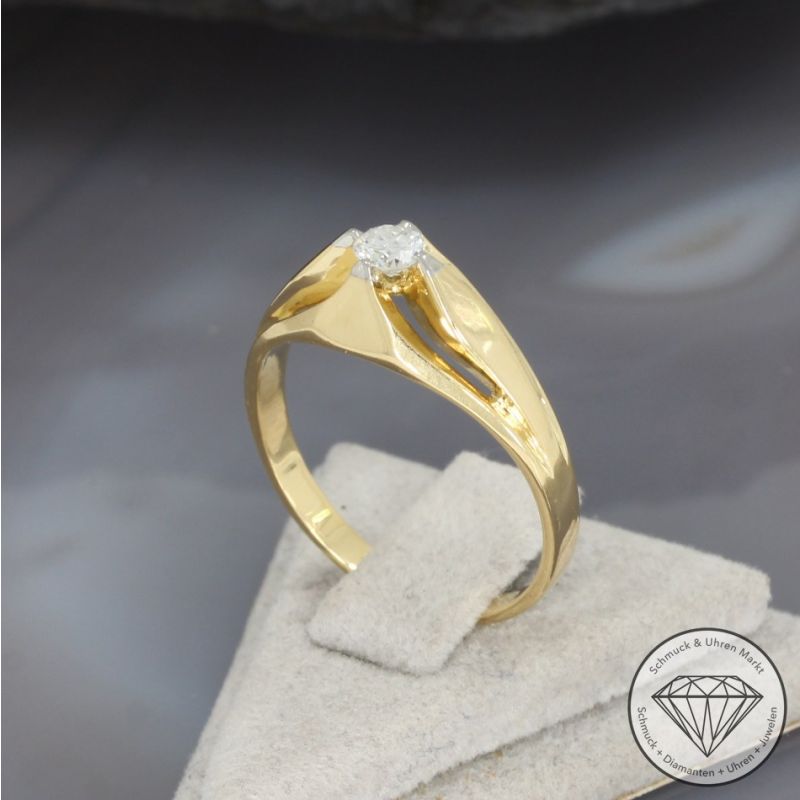 Wert 1690€ Solitär Brillant Ring (ca. 0,17 carat) in 750er 18 K Gelbgold- 97588