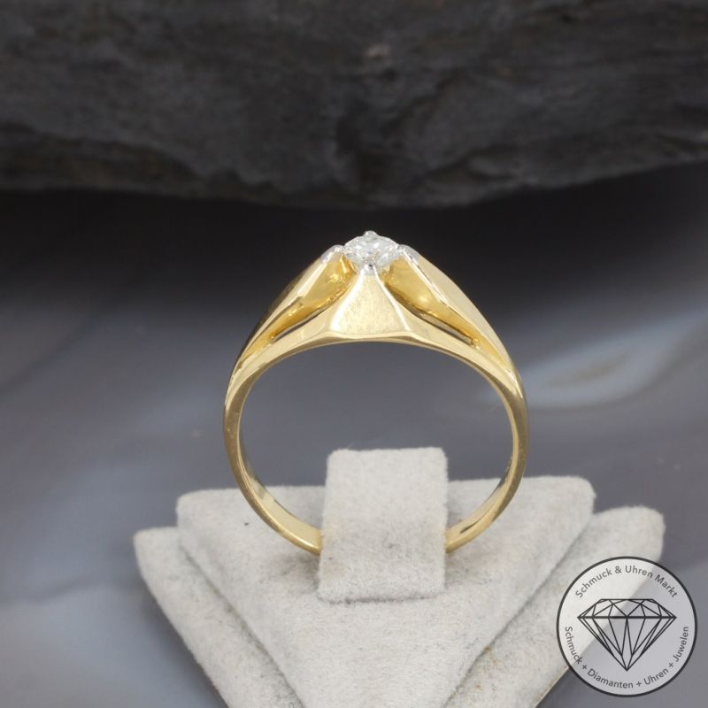 Wert 1690€ Solitär Brillant Ring (ca. 0,17 carat) in 750er 18 K Gelbgold- 97588