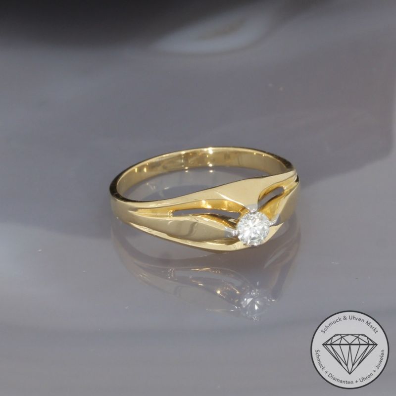 Wert 1690€ Solitär Brillant Ring (ca. 0,17 carat) in 750er 18 K Gelbgold- 97588