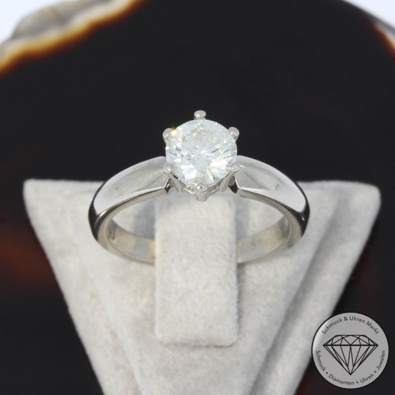 Wert 7690 € Solitär Brillant Ring (ca. 1,10 carat) in 585er 14 K Weißgold - 97609