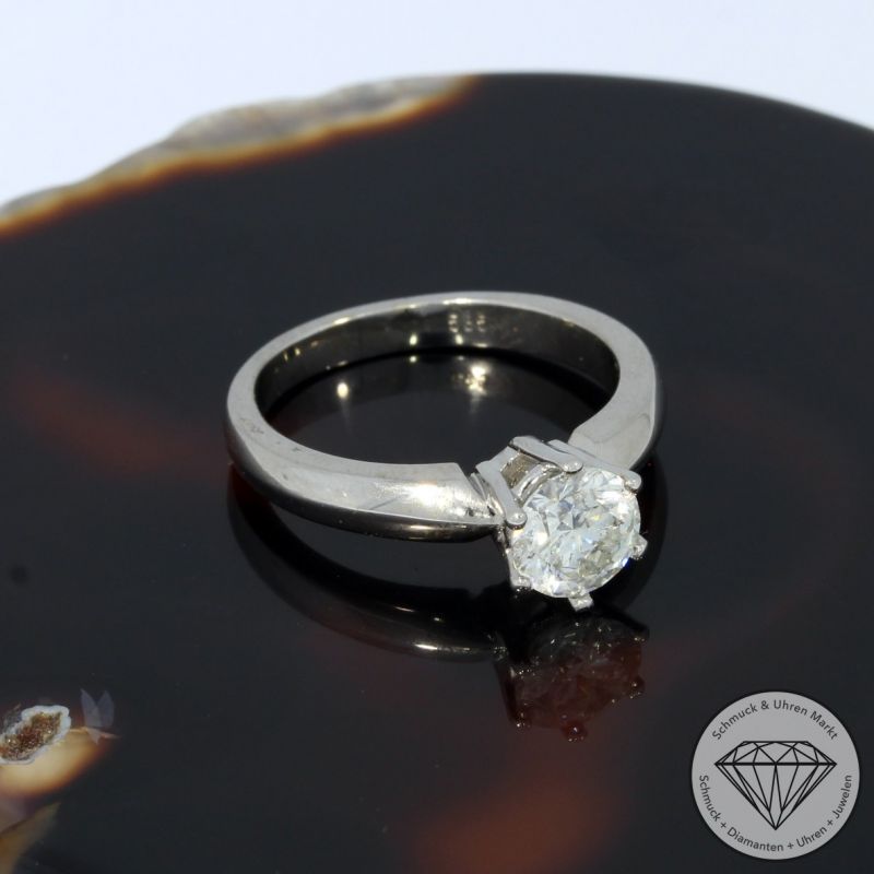 Wert 7690 € Solitär Brillant Ring (ca. 1,10 carat) in 585er 14 K Weißgold - 97609