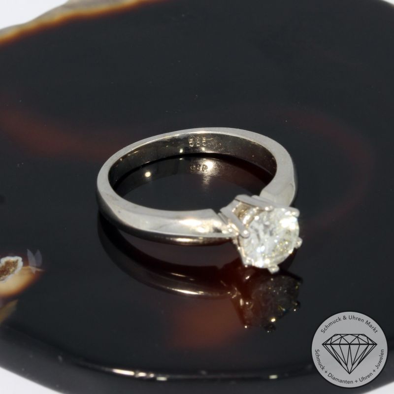 Wert 7690 € Solitär Brillant Ring (ca. 1,10 carat) in 585er 14 K Weißgold - 97609