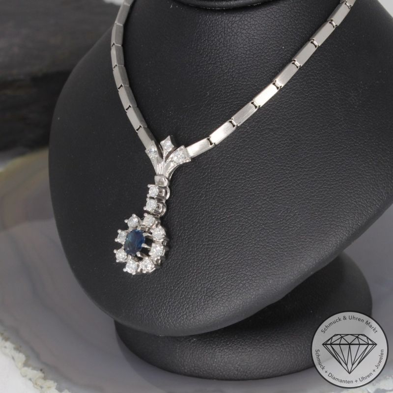 Wert 4900 € Brillant Saphir Collier in 585er 14 K Weißgold - 97661