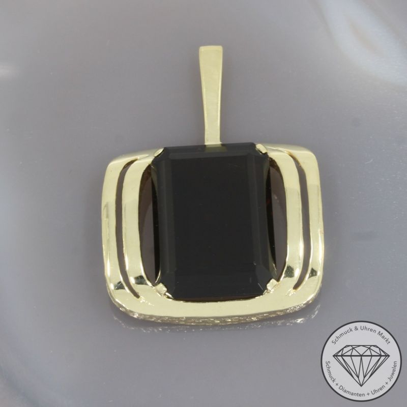Wert 1590 € Rauchquarz Anhänger in 585er 14 K Gelbgold - 97668