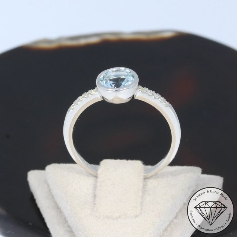 Wert 1750 € Diamant Aquamarin Ring in 585er 14 K Weißgold - 101766