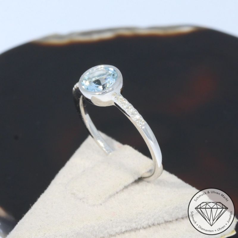 Wert 1750 € Diamant Aquamarin Ring in 585er 14 K Weißgold - 101766