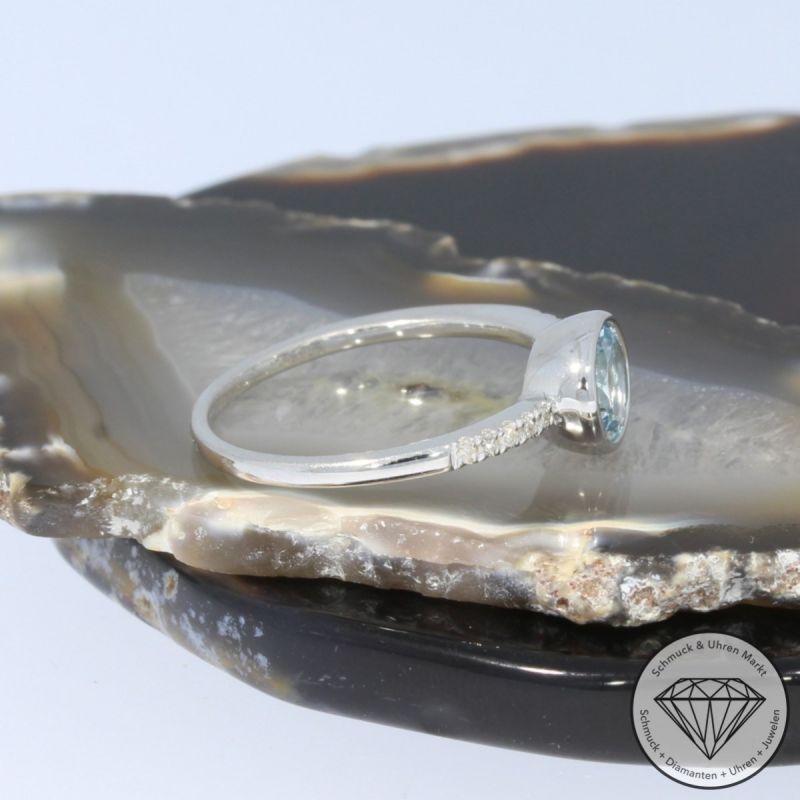 Wert 1750 € Diamant Aquamarin Ring in 585er 14 K Weißgold - 101766