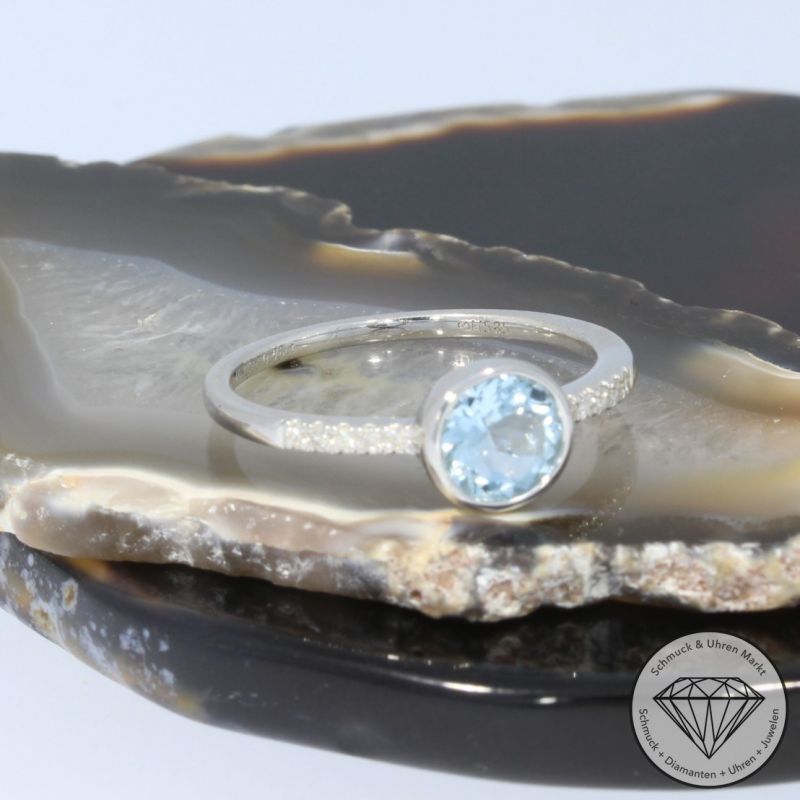 Wert 1750 € Diamant Aquamarin Ring in 585er 14 K Weißgold - 101766