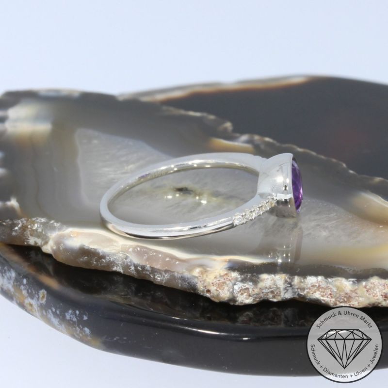 Wert 1750 € Diamant Amethyst Ring in 585er 14 K Weißgold - 97721