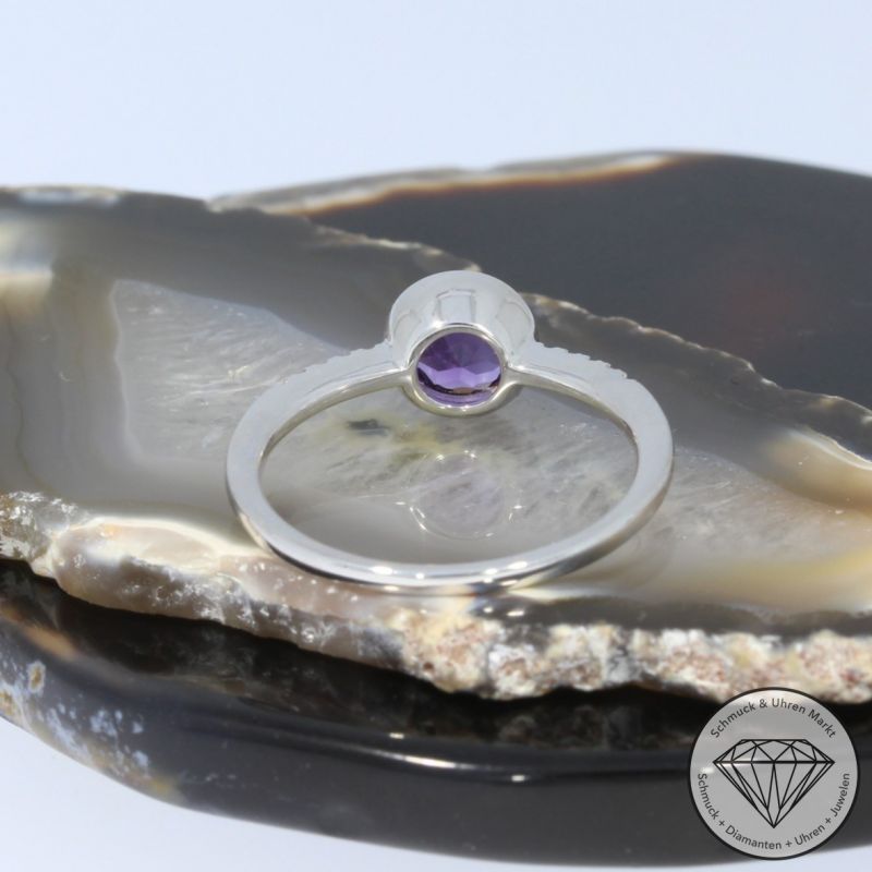 Wert 1750 € Diamant Amethyst Ring in 585er 14 K Weißgold - 97721
