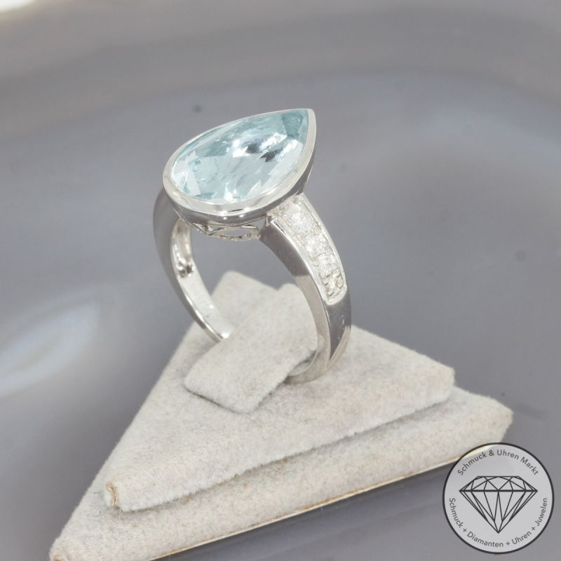 Wert 4690 € Brillant Aquamarin Ring in 750er 18 K Weißgold - 97733