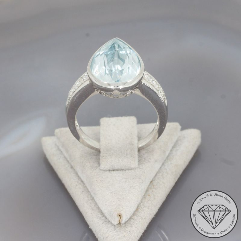 Wert 4690 € Brillant Aquamarin Ring in 750er 18 K Weißgold - 97733