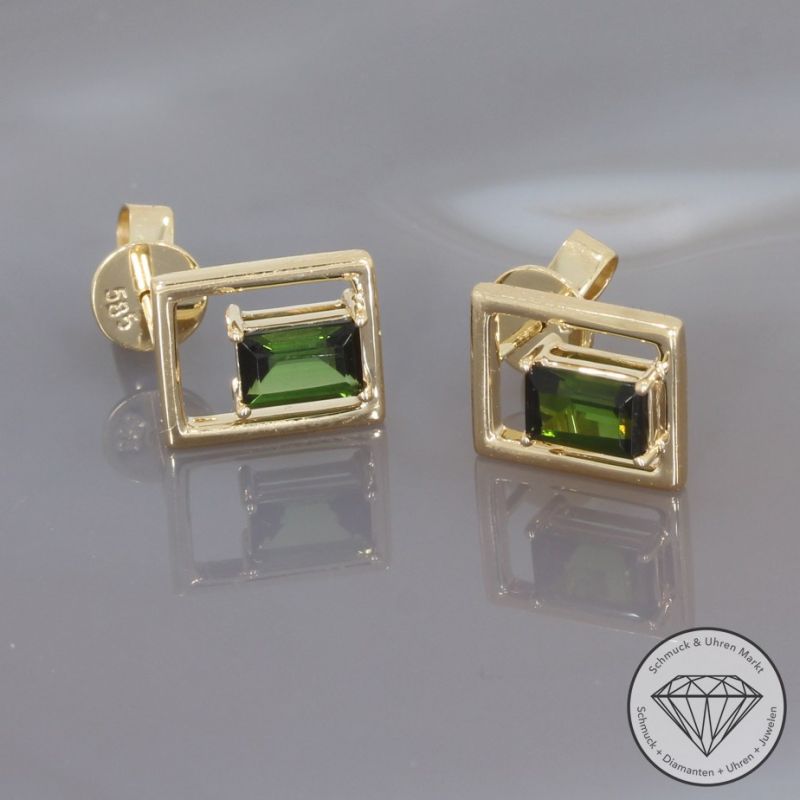 Wert 2090 € Turmalin Ohrringe in 585er 14 K Gelbgold - 97740
