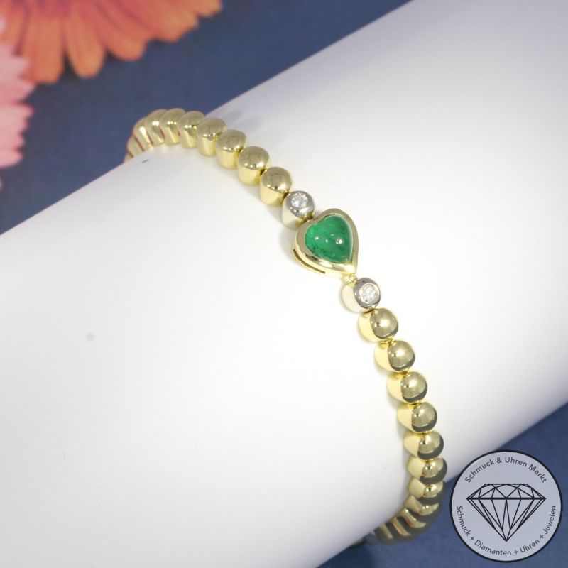 Wert 4900 € Bicolor Brillant Smaragd Armband in 750er 18 K Gold - 97763