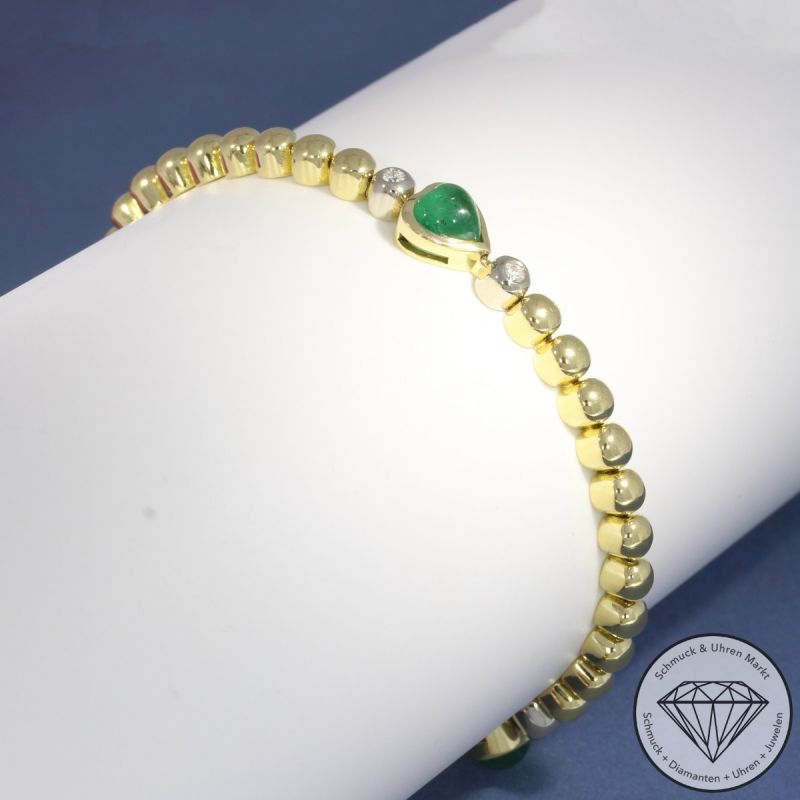 Wert 4900 € Bicolor Brillant Smaragd Armband in 750er 18 K Gold - 97763