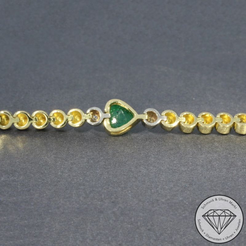 Wert 4900 € Bicolor Brillant Smaragd Armband in 750er 18 K Gold - 97763