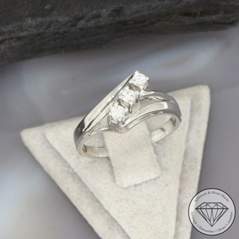 Wert 1090 € Brillant Ring 585er/14 Karat Weiß Gold Größe 54 – 97801