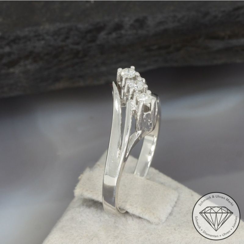 Wert 1090 € Brillant Ring 585er/14 Karat Weiß Gold Größe 54 – 97801