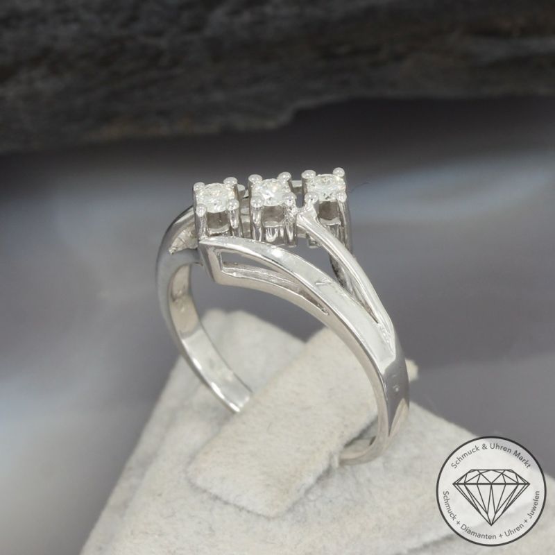 Wert 1090 € Brillant Ring 585er/14 Karat Weiß Gold Größe 54 – 97801