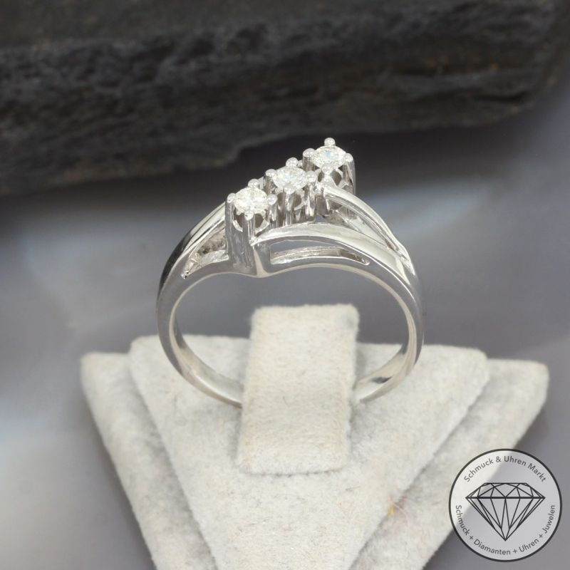 Wert 1090 € Brillant Ring 585er/14 Karat Weiß Gold Größe 54 – 97801