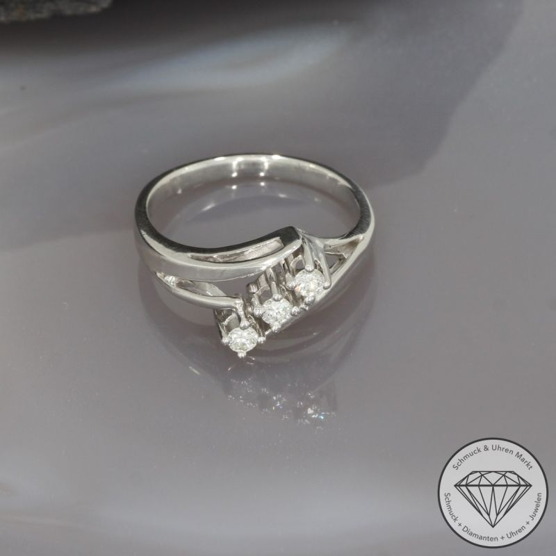 Wert 1090 € Brillant Ring 585er/14 Karat Weiß Gold Größe 54 – 97801