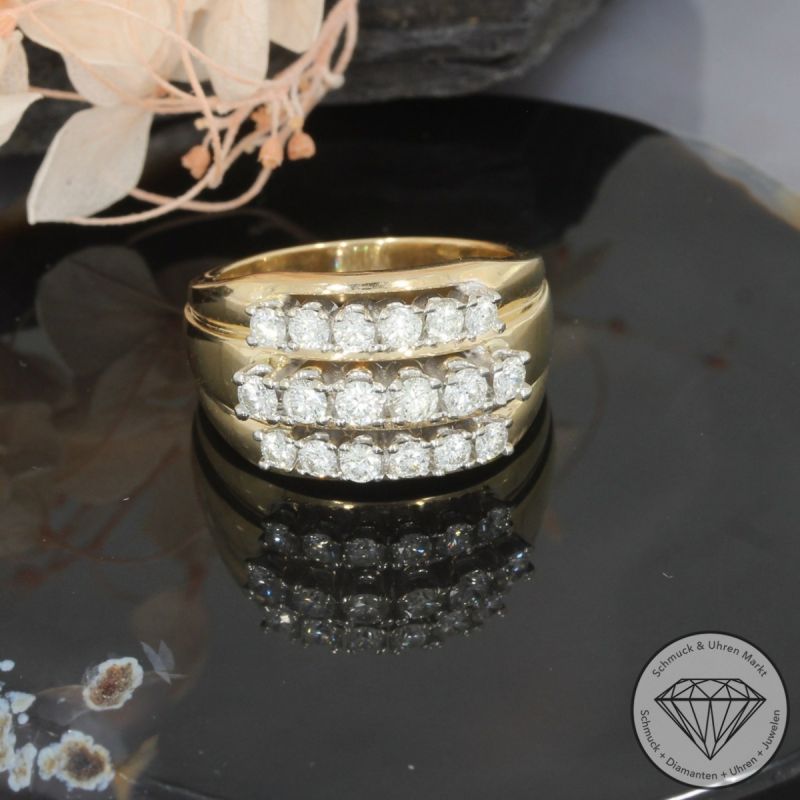 Wert 5350 € Brillant Ring 585er/14 Karat Gelb Gold Größe 55 – 97805