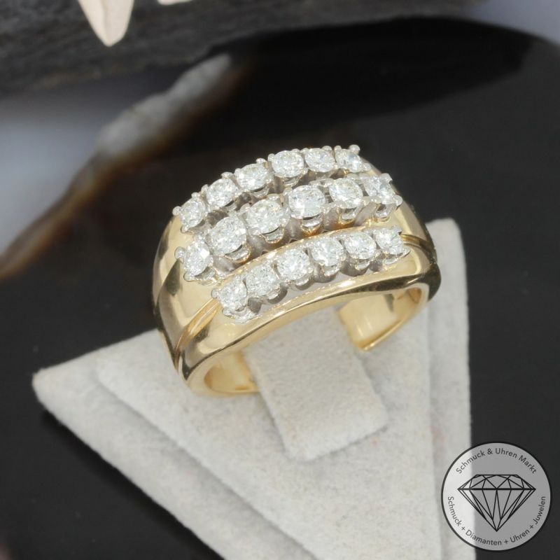Wert 5350 € Brillant Ring 585er/14 Karat Gelb Gold Größe 55 – 97805