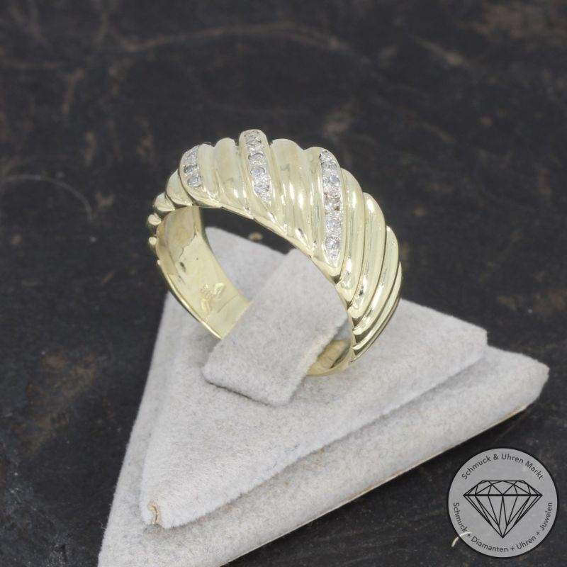 Wert 1600 € Diamant Ring (ca. 0,15 carat) in 585er 14 K Gelbgold - 97863
