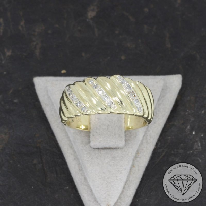 Wert 1600 € Diamant Ring (ca. 0,15 carat) in 585er 14 K Gelbgold - 97863