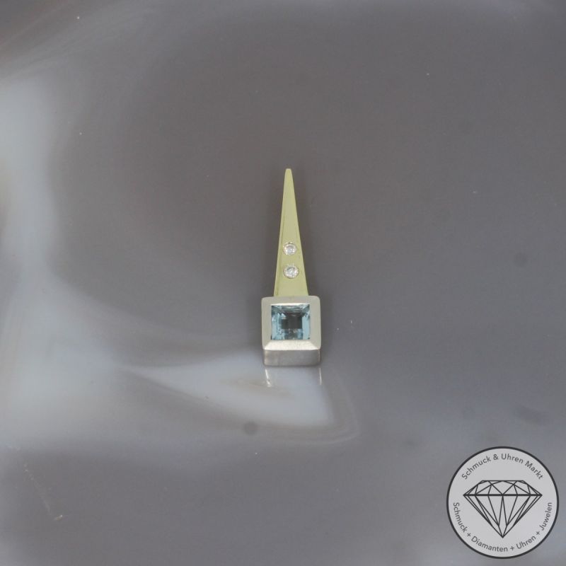 Wert 950 € Bicolor Brillant Aquamarin Anhänger in 585er 14 K Gold - 97902