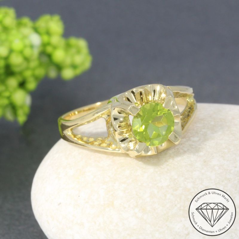 Wert 990 € Peridot Ring in 585er 14 K Gelbgold - 97911