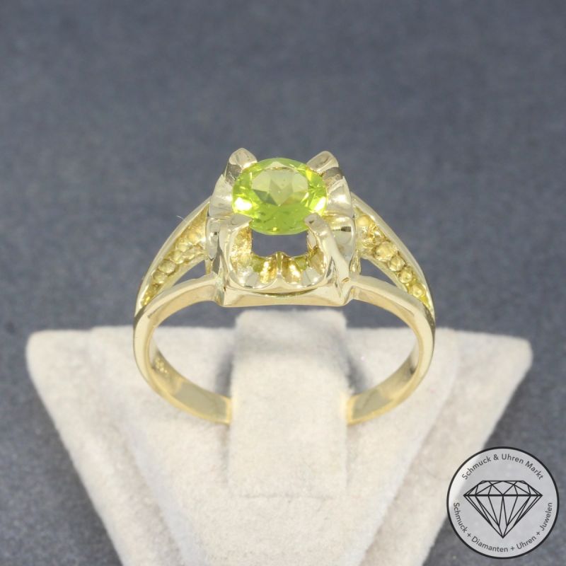 Wert 990 € Peridot Ring in 585er 14 K Gelbgold - 97911