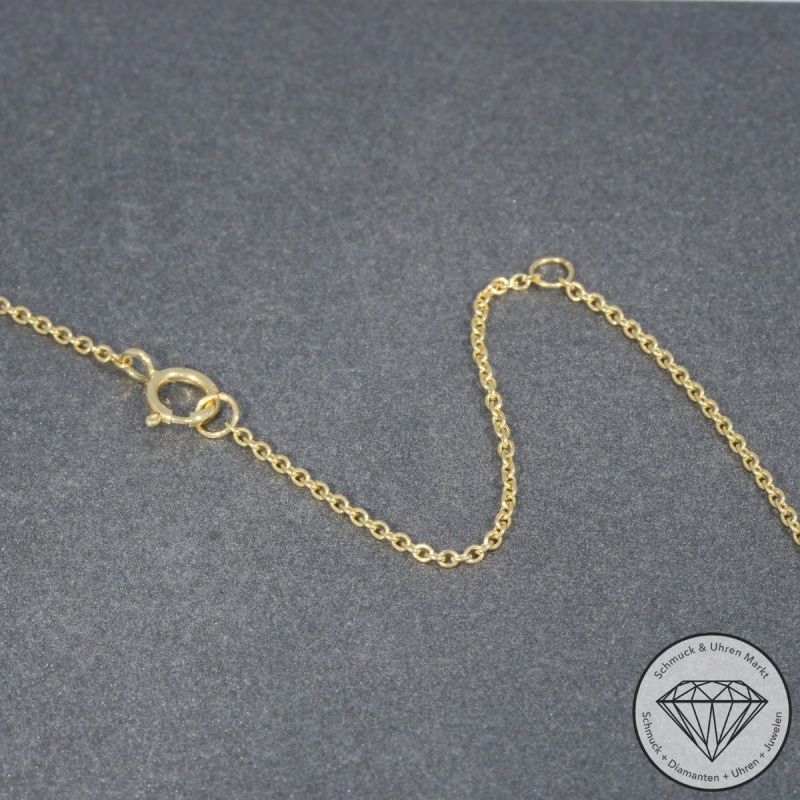 Wert 1550 € Saphir Anhänger mit Kette (0,42 carat) in 585er 14 K Gelbgold - H1792