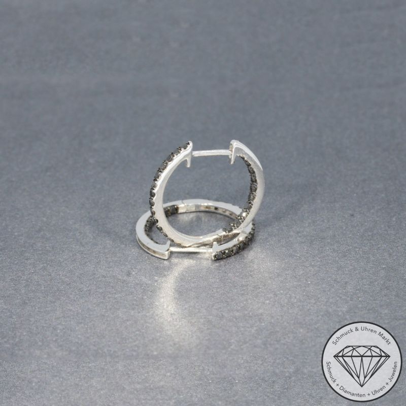 Wert 1450 € schwarze Diamant Creolen (0,46 carat) in 750er 18 K Weißgold - H1746