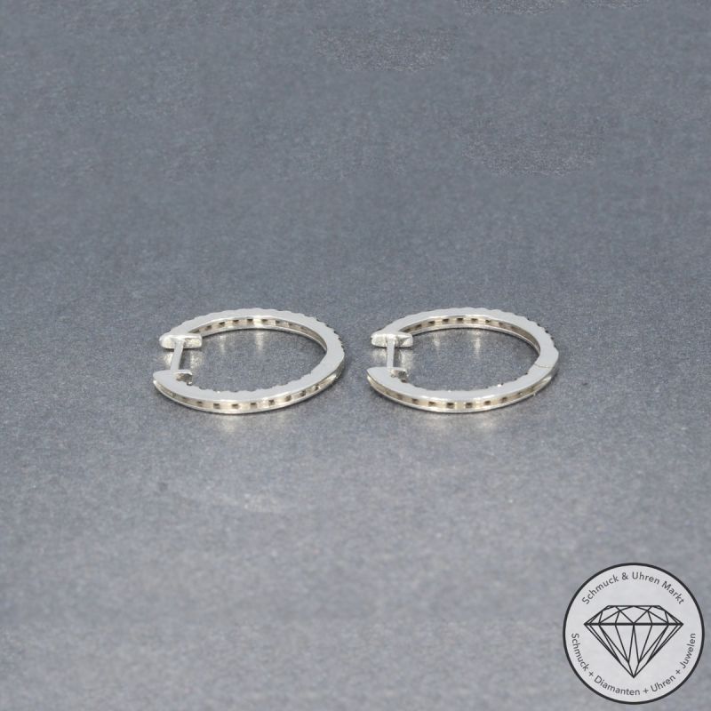 Wert 1450 € schwarze Diamant Creolen (0,46 carat) in 750er 18 K Weißgold - H1746