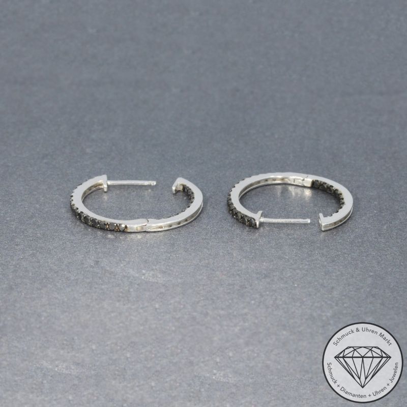Wert 1450 € schwarze Diamant Creolen (0,46 carat) in 750er 18 K Weißgold - H1746