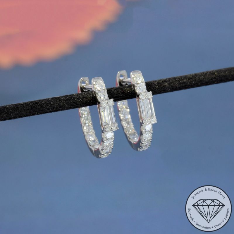 Wert 1710 € Brillant Diamant Creolen in 900er Platin - H1747
