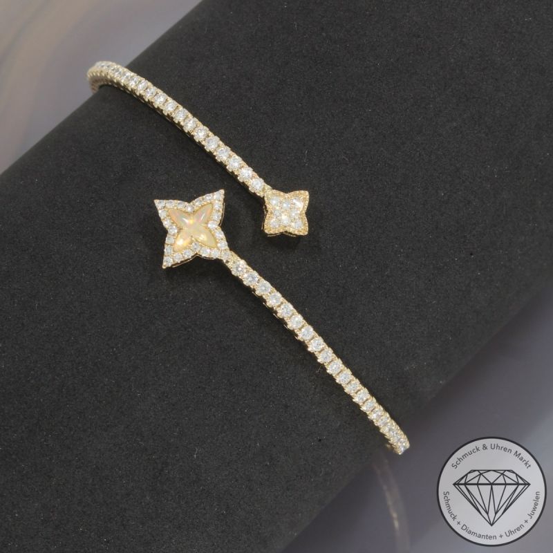 Wert 6350 € Brillant Diamant Opal Armreif in 585er 14 K Gelbgold - 98166