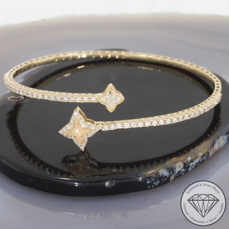 Wert 6350 € Brillant Diamant Opal Armreif in 585er 14 K Gelbgold - 98166