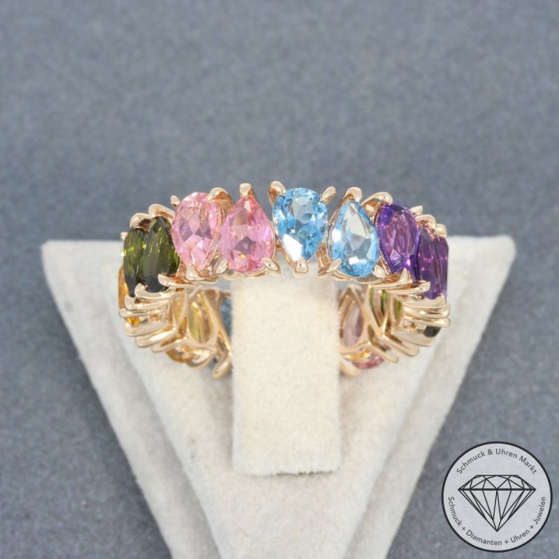 Wert 2490 € Farbedelstein Ring in 585er 14 K Roségold - 98188