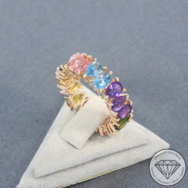 Wert 2490 € Farbedelstein Ring in 585er 14 K Roségold - 98188