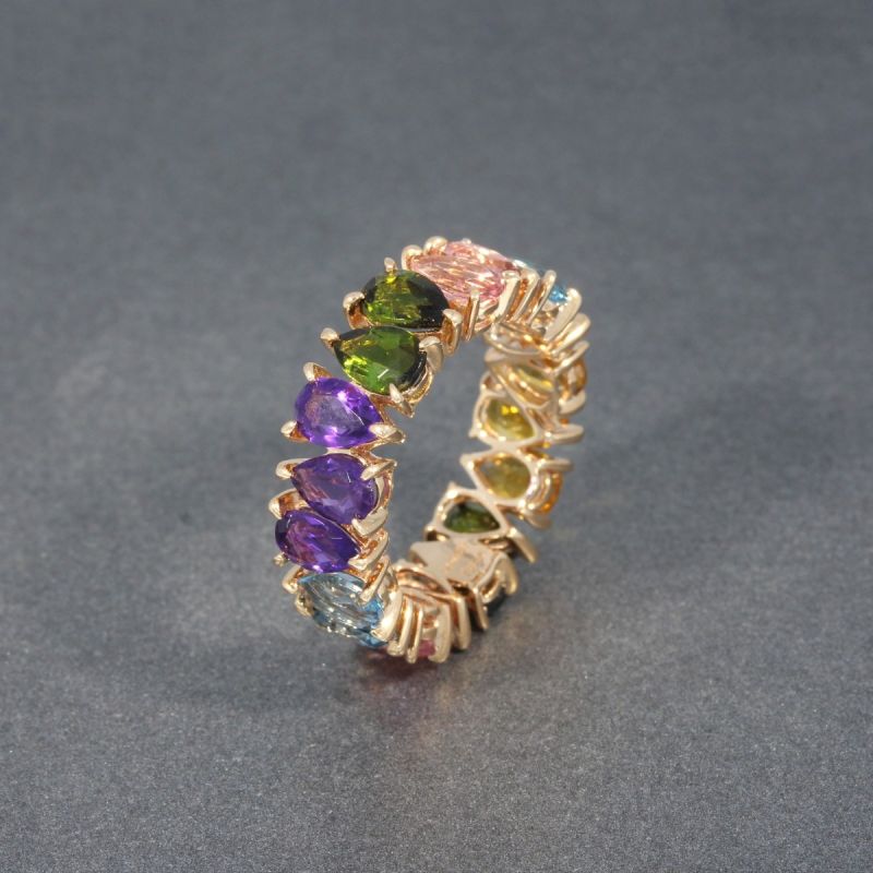 Wert 2490 € Farbedelstein Ring in 585er 14 K Roségold - 98188