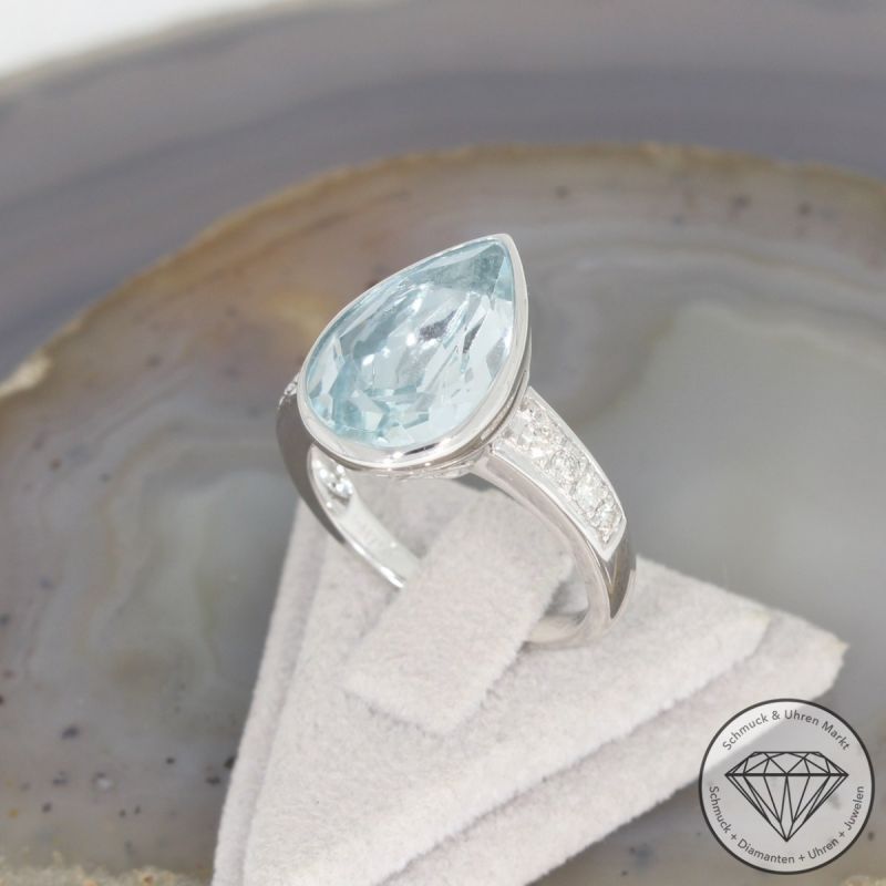 Sale! Wert 4690 € Brillant Aquamarin Ring in 750er 18 K Weißgold - 98193