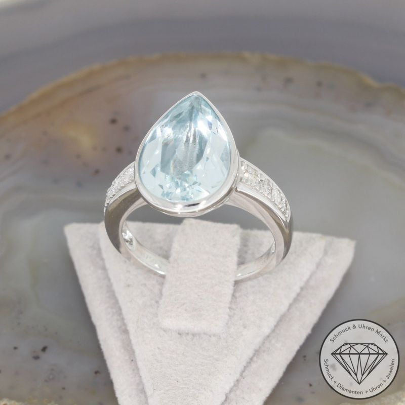 Sale! Wert 4690 € Brillant Aquamarin Ring in 750er 18 K Weißgold - 98193