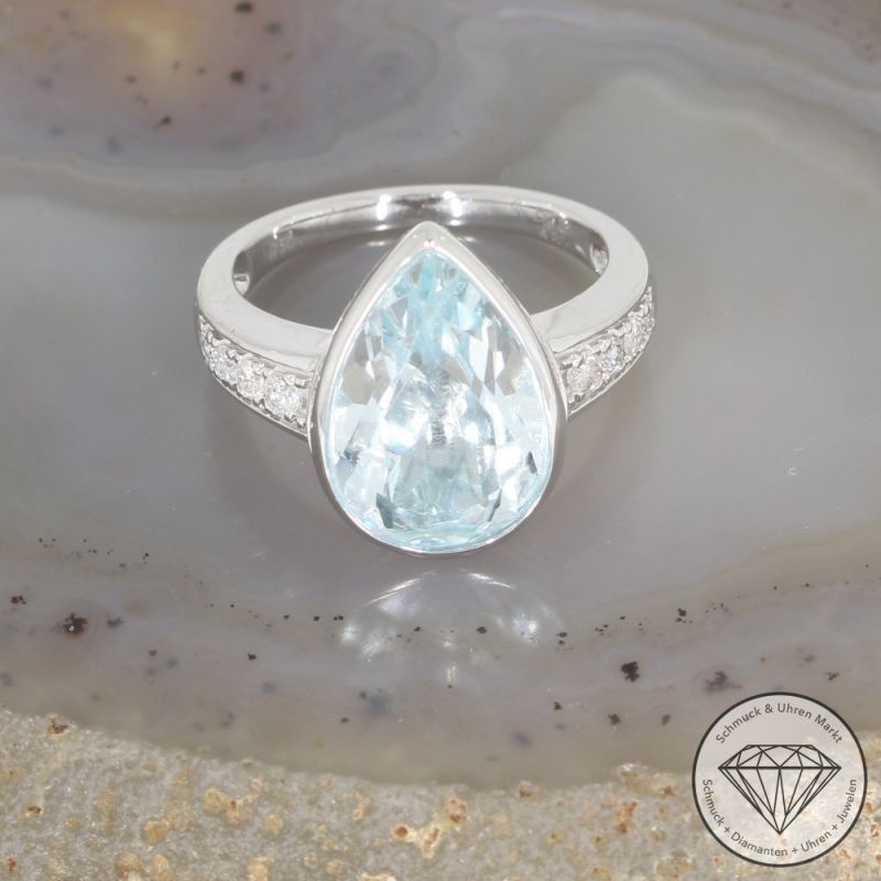 Sale! Wert 4690 € Brillant Aquamarin Ring in 750er 18 K Weißgold - 98193