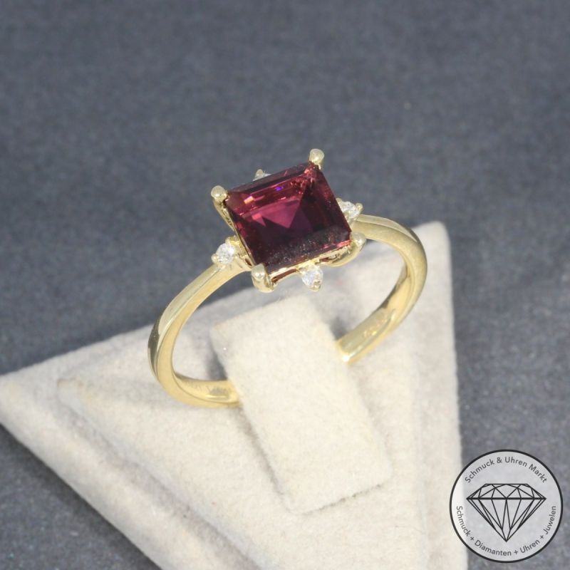 Wert 1890 € Diamant Turmalin Ring in 585er 14 K Gelbgold - 98203