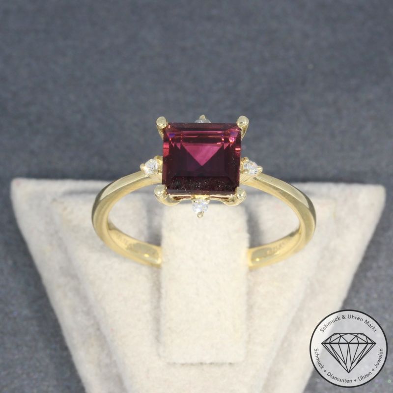 Wert 1890 € Diamant Turmalin Ring in 585er 14 K Gelbgold - 98203