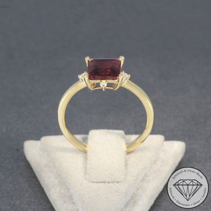 Wert 1890 € Diamant Turmalin Ring in 585er 14 K Gelbgold - 98203
